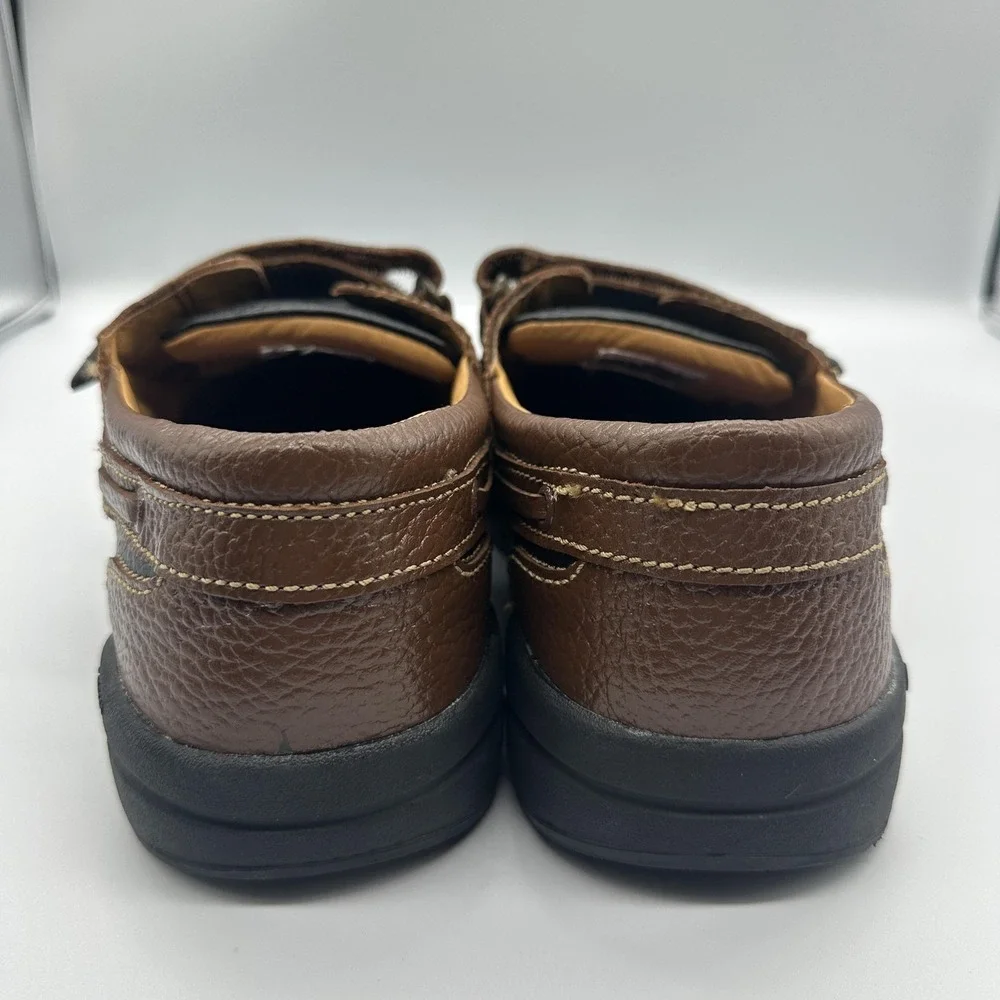 Dr Comfort Shoes Mens Size 11 W‎ Brown Leather Boat Hook & Loop Orthopedic